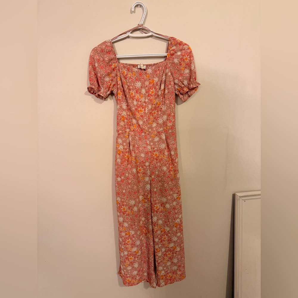 Chic Floral Jumpsuit in Pink and Orange